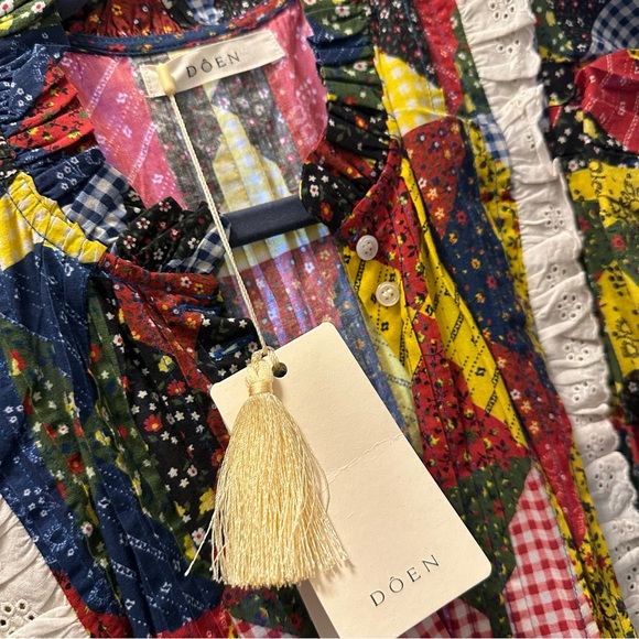 NWT DOEN Nicolette Countryside Patchwork Cotton Praire Maxi Dress sz M - Picture 14 of 15